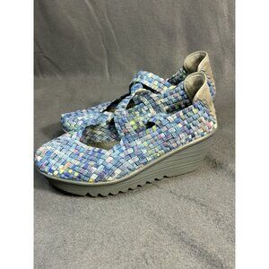 Bernie Mev Woven Platform Wedge Shoes‎ Blue Multi Size 39 US 8–8.5 Comfort